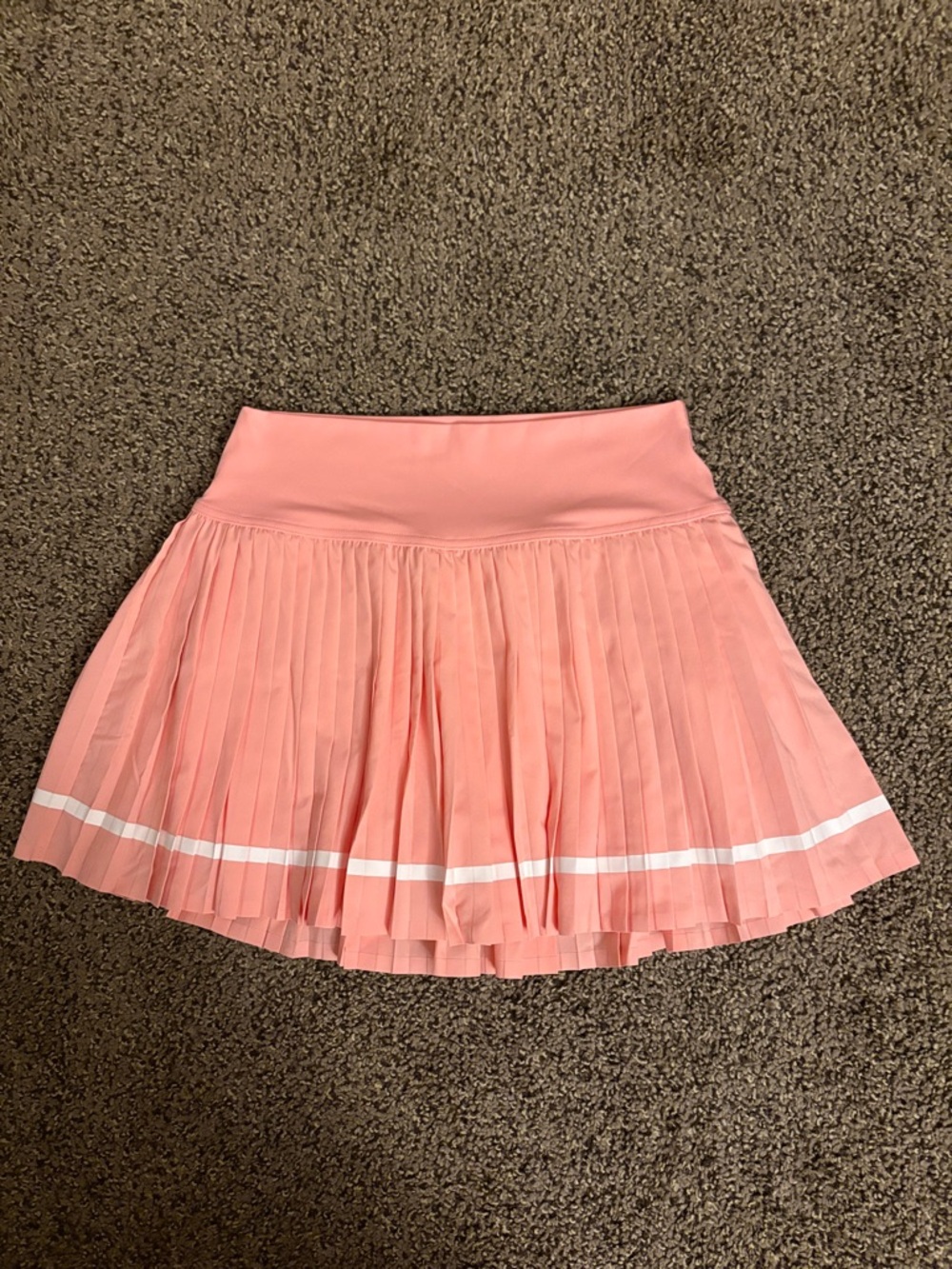 Aerie Offline Coral Pleated Skater Skirt with White Stripe